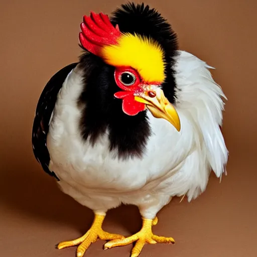 Image similar to photography cute chicken dressed as a prisioner