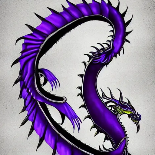 Prompt: a 128 foot tall elegant female silver western dragon with purple accents, having a 360 foot long wingspan; The scales smooth and streamlined, while having a sleek and sharp crest; two eyes bright blue; the snout sharp and pointed, yet sleek and elegant; close-up bust, high quality 16k digital art, deviantart, furaffinity