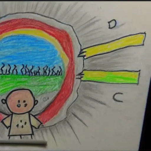 Image similar to a child's drawing of the end of the world