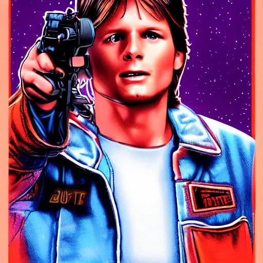 Image similar to jesus christ as marty mcfly in the 1 9 8 5 film back to the future, trending on artstation