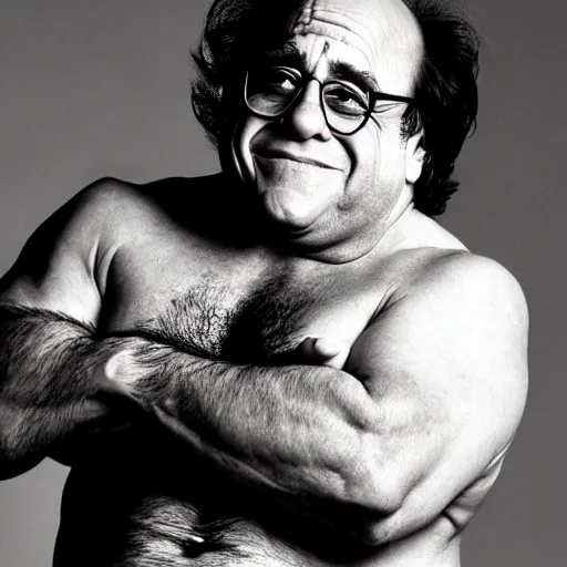 Image similar to a hunky modelling photograph of danny devito