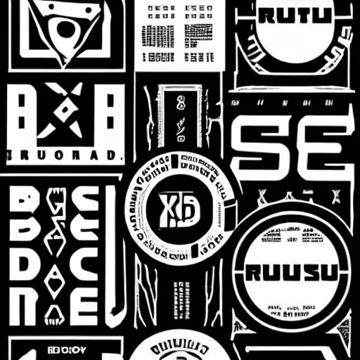 Image similar to black on white graphic design stickers in style of david rudnick, eric hu, acid, y 2 k, brutalism