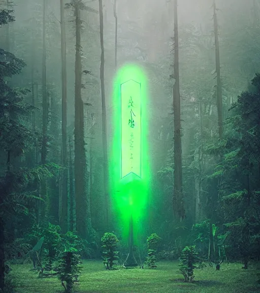 Image similar to lokah samastah sukhino bhavantu vertical green laser light, iphone 1 3 pro max, painting art, volumetric lighting, majestic light, ethereal, hyperrealistic, at night, epic, masterpiece, by reuben wu