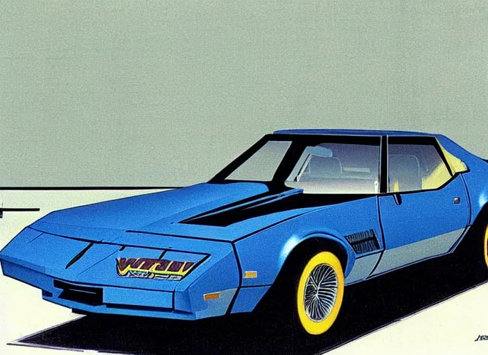 Image similar to kitt 1 9 8 2 pontiac trans am. style star wars, retro, retro futurist. painting by jack gaughan, raplh mcquarrie