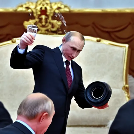 Image similar to putin pouring water on his eyes