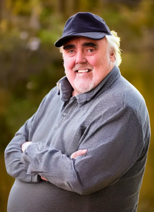 Image similar to DSLR photo portrait still of 71 year old age 71 John Candy at age 71!!!, 85mm f1.8