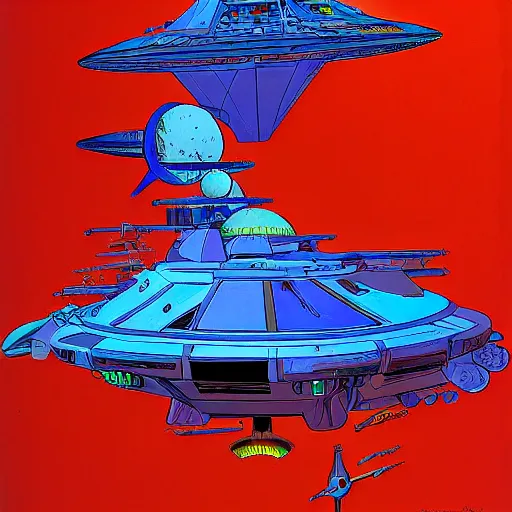 Prompt: spaceship by jean giraud