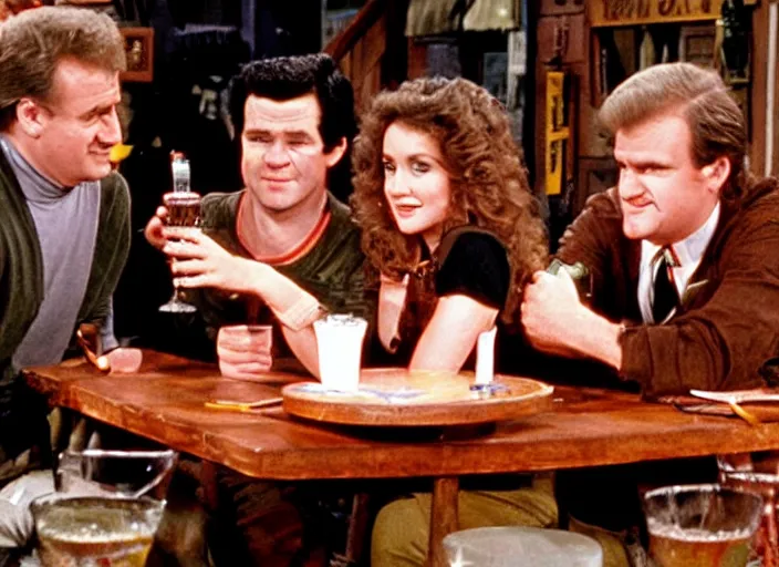 Prompt: the episode of Cheers where everyone gets covered with nickelodeon slime hd