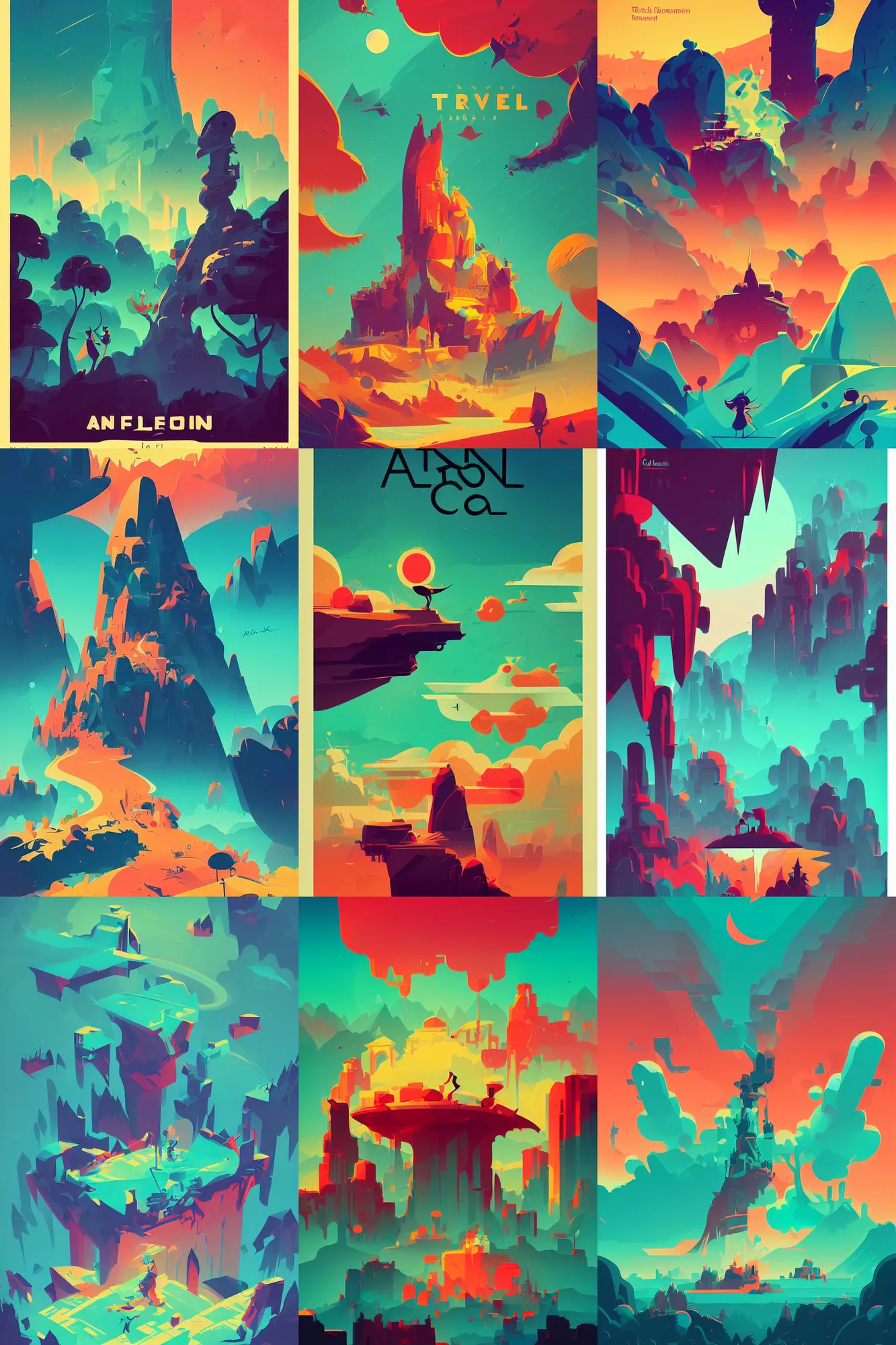 Prompt: Travel poster by Anton Fadeev