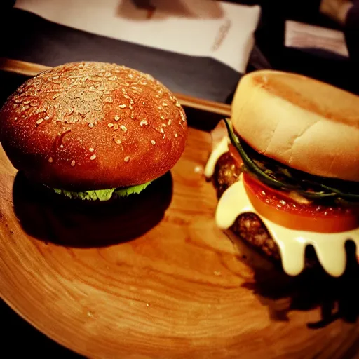 Image similar to high resolution photo of cheeseburger, michelin star, delicious, food photography, instagram, trending