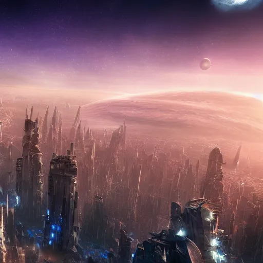 Prompt: A planetary city, 4k HDR desktop background