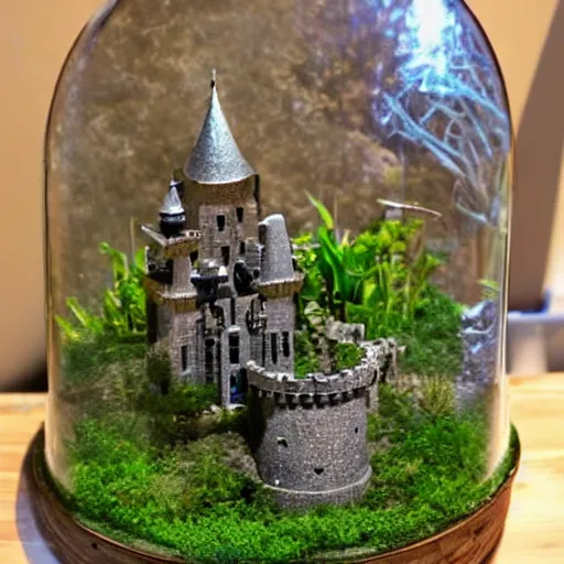 Prompt: castle inside a beautiful terrarium