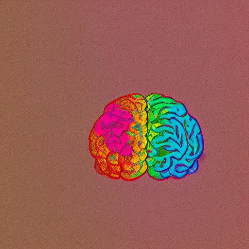 Prompt: a Risograph split color view of a brain as an apple tree