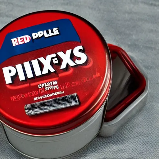 Image similar to a open tin of red paint advertising screwfix paintbrush