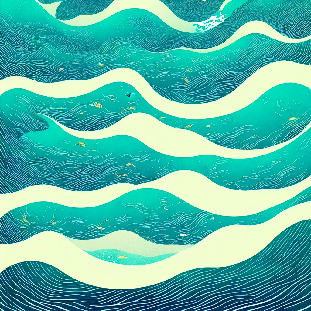 Image similar to ocean wave by victo ngai