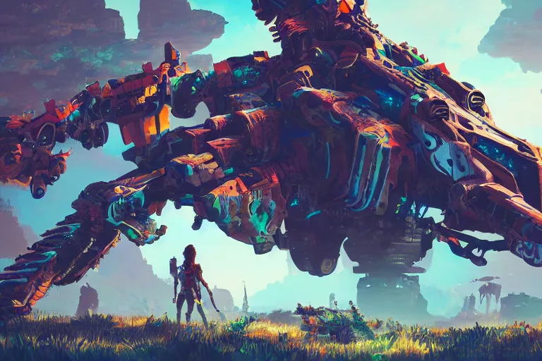Image similar to sunwing machine mecanical creature robot of horizon forbidden west horizon zero dawn bioluminiscence global illumination ray tracing hdr fanart arstation by ian pesty and alena aenami artworks in 4 k