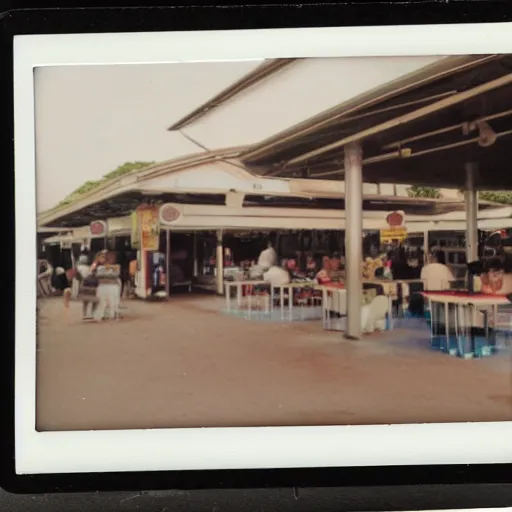 Prompt: a polaroid photo of a hawker centre