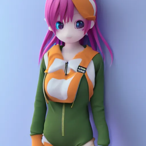 Prompt: cute fumo plush of a girl in a onesie, anime girl, vray