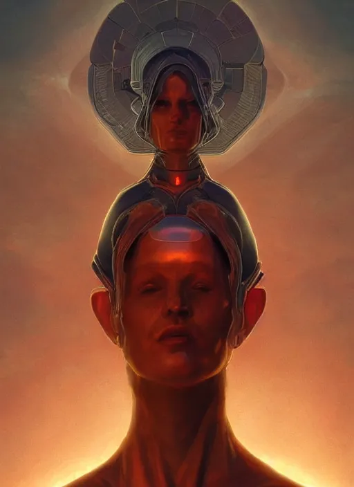 Prompt: biblical female android, hexagonal pattern on skin, glowing veins, in clouds, sunset, portrait by wayne barlowe, by peter elson, by anato finnstark, studio lighting, muted colors, by frank frazetta, extreme detail, reflections, trending on artstation, 8 k