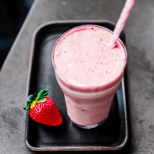 Image similar to strawberry milkshake, bar menu, canon eos r 3, f / 1. 4, iso 2 0 0, 1 / 1 6 0 s, 8 k, raw, unedited, symmetrical balance, in - frame