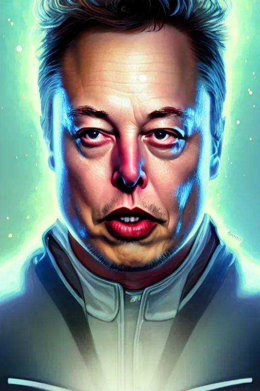 Image similar to elon musk as rick sanzhez from rick and morty, realistic portrait, symmetrical, highly detailed, digital painting, artstation, concept art, smooth, sharp focus, illustration, cinematic lighting, art by artgerm and greg rutkowski and alphonse mucha