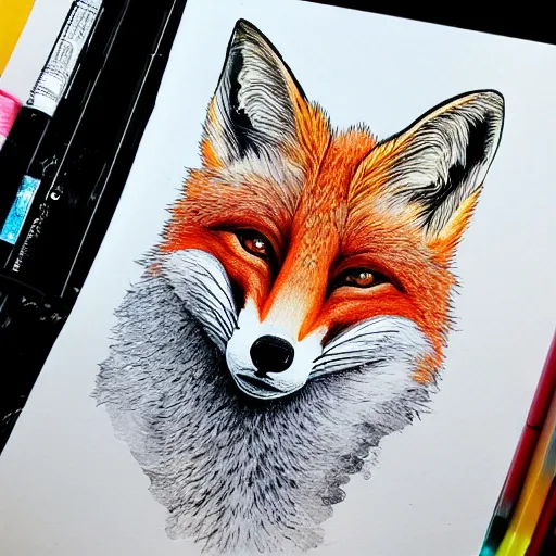 Prompt: intricate and detailed illustration of a fox using ink and water color by teagan white, artstation digital art, 8 k dop dof hdr