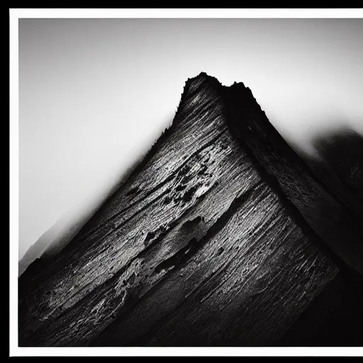 Prompt: the mountain, black and white, by lang jingshan,