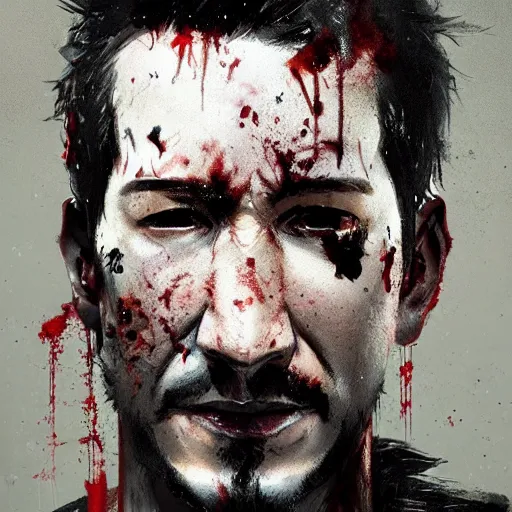 Prompt: portrait of markiplier with an angry expression, blood covering his face, wearing a leather jacket, dramatic lighting, illustration by Greg rutkowski, yoji shinkawa, 4k, digital art, concept art, trending on artstation