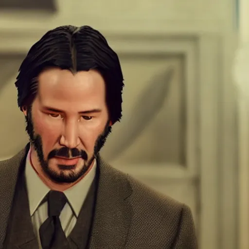 Image similar to film still of keanu reeves as clark gable in gone with wing, gameplay, 8 k, hd