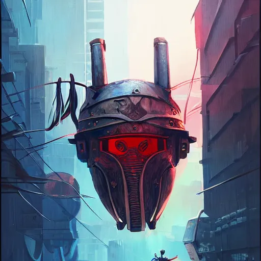 Image similar to cyberpunk viking helmet mask warrior goddess robot ninja fantasy, art gta 5 cover, official fanart behance hd artstation by jesper ejsing, by rhads, makoto shinkai and lois van baarle, ilya kuvshinov, ossdraws