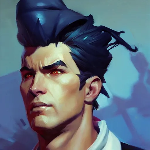 Image similar to Greg Manchess portrait painting of Gambit as Overwatch character, medium shot, asymmetrical, profile picture, Organic Painting, sunny day, Matte Painting, bold shapes, hard edges, street art, trending on artstation, by Huang Guangjian and Gil Elvgren and Sachin Teng