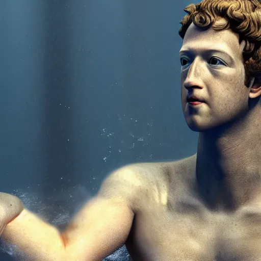 Image similar to mark zuckerberg as a mermaid, photorealistic, cinematic lighting, highly detailed