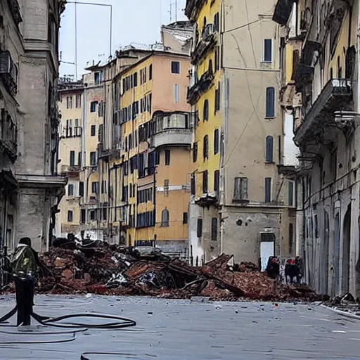 Prompt: huge explosion in genova