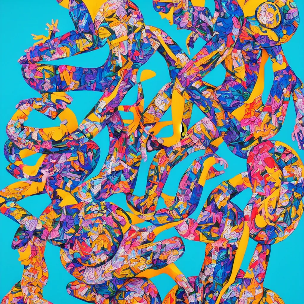 Image similar to modern sculpture visionary art color and shapes by tristan eaton and james jean, chiho aoshima color scheme