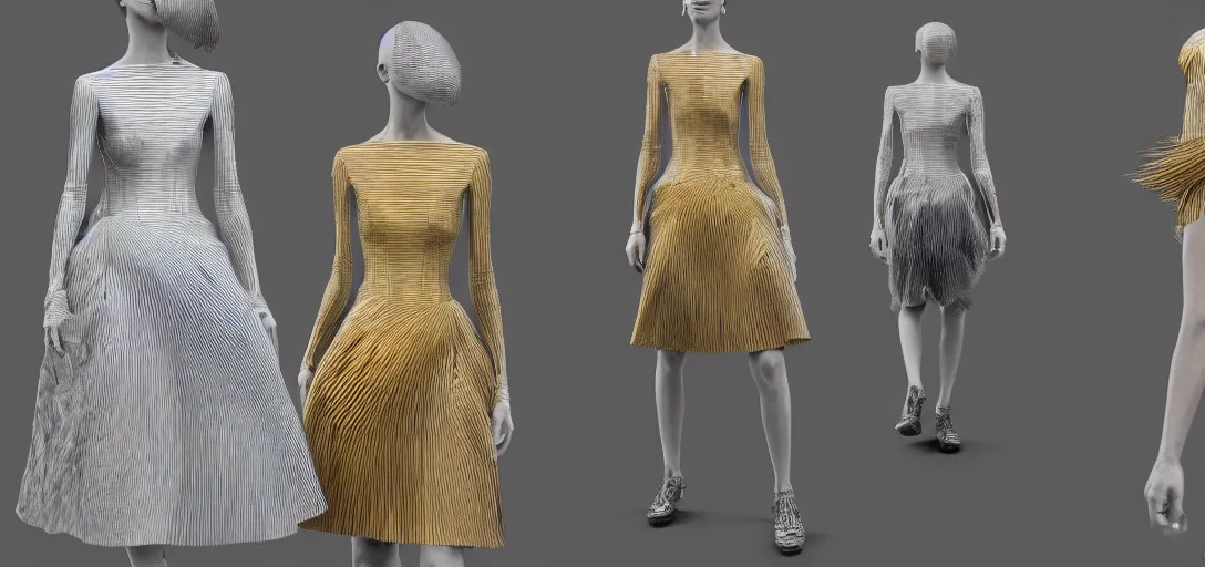 Prompt: digital fashion by lee alexander mcqueen in metaverse, 3 d render