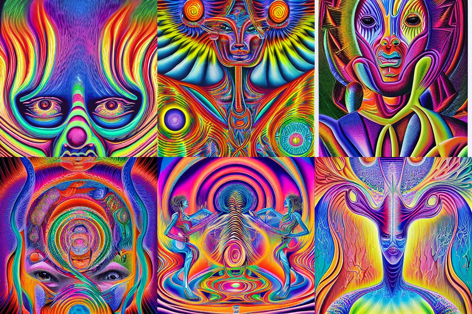 Prompt: an abstract painting of joy by Alex Grey,Lisa Frank, and H.R. Giger, highly detailed
