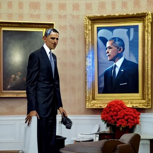 Image similar to obama fighting obama while obama watches from a distance with obama and also there's obama and obama and obama