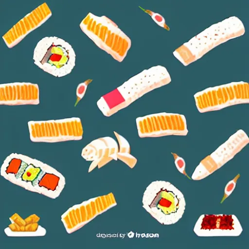 Image similar to sushi, floor texture, cartoon style