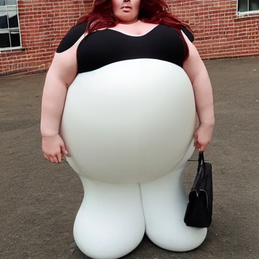 Prompt: huge woman inflated like a blimp.