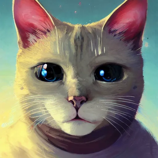 Image similar to A space realistic cat with big and cute eyes, fine-face, realistic shaded perfect face, fine details. realistic shaded lighting poster by Ilya Kuvshinov katsuhiro otomo ghost-in-the-shell, magali villeneuve, artgerm, Jeremy Lipkin and Michael Garmash, Rob Rey and Kentarõ Miura style, trending on art station