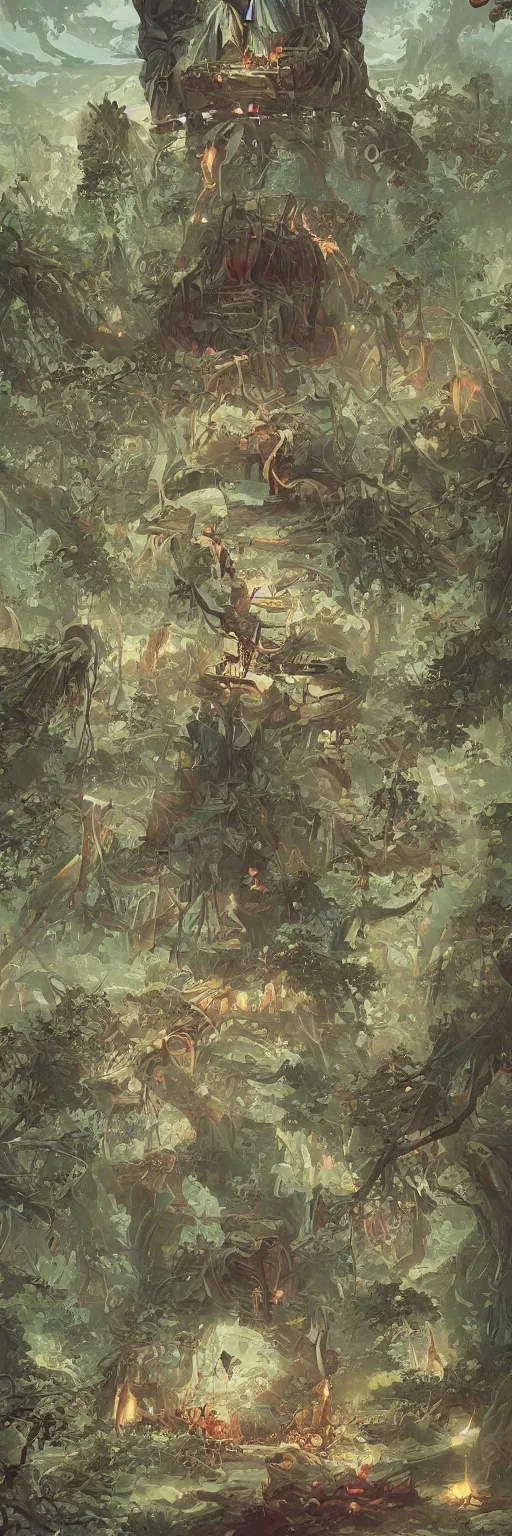 Prompt: a poster design of a camping tent in a forest, Highly detailed labeled, poster, peter mohrbacher, manga design, featured on Artstation