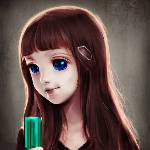 Image similar to portrait of a cute beautiful girl holding a balisong, anime digital art, creepy