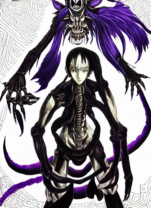 Prompt: shin megami tensei art of a demon called mi - go, crustacean humanoid, art by kazuma kaneko, ( ( ( ( ( ( ( ( ( ( human ) ) ) ) ) ) ) ) ) ) demonic! compedium!, digital drawing, white background, high quality, highly detailed