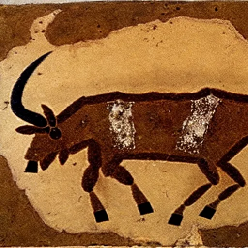 Image similar to minotaur, paleolithic cave painting