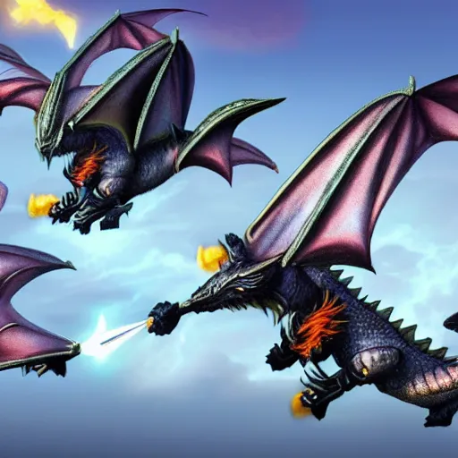 Image similar to fantasy dragon fighting biplanes