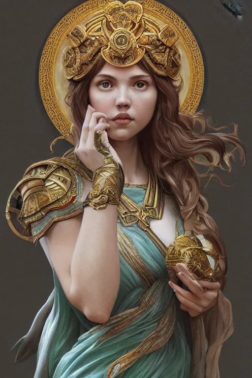 Image similar to ultra realistic illustration, a jade statue of hannah murray as the goddess athena, intricate, elegant, highly detailed, digital painting, artstation, concept art, smooth, sharp focus, illustration, art by artgerm and greg rutkowski and alphonse mucha