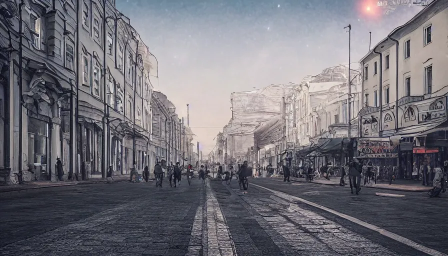 Image similar to moonwalker photo, lunar busy street, city street on the moon, st. petersburg, a detailed photo of a future norilsk street base, sci fi, street moon landscape, 8 k