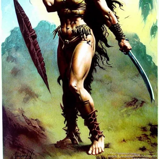 Image similar to jennifer connelly as a warrior maiden by frank frazetta