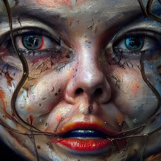 Prompt: intricate five hauntling, oil on canvas, hdr, high detail, photo realistic, hyperrealism, surrealism, cinematic, matte finish, high contrast, 3 d depth, centered, masterpiece, vivid and vibrant colors, enhanced light effect, enhanced eye detail, artstationhd