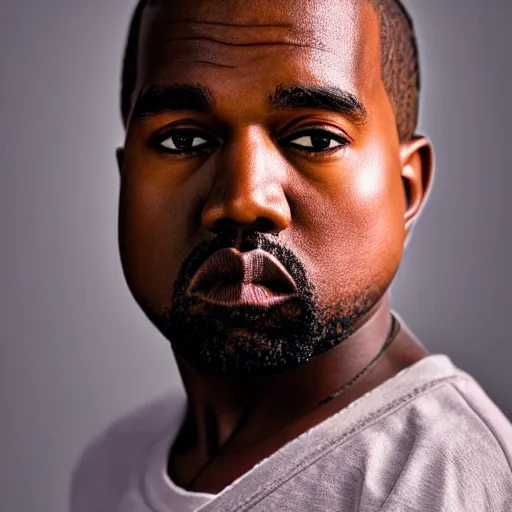 Image similar to the face of kanye west at 1 0 years old, portrait by julia cameron, chiaroscuro lighting, shallow depth of field, 8 0 mm, f 1. 8